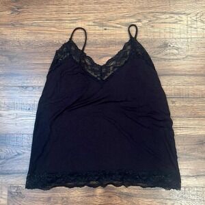 Y2K Black Lace Cami Adjustable Straps Women Small Whimsygoth Fairy Coquette Boho